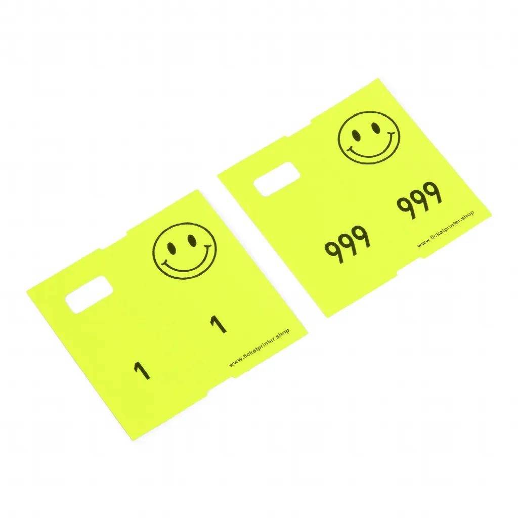 1000 pre-printed cloakroom tickets, neon yellow