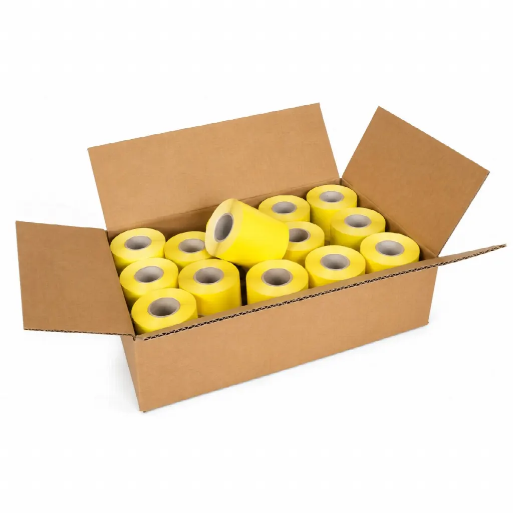 Coatcheck roll, ‘economy’ entrance tickets without control strip, 14 x 550 tickets, yellow