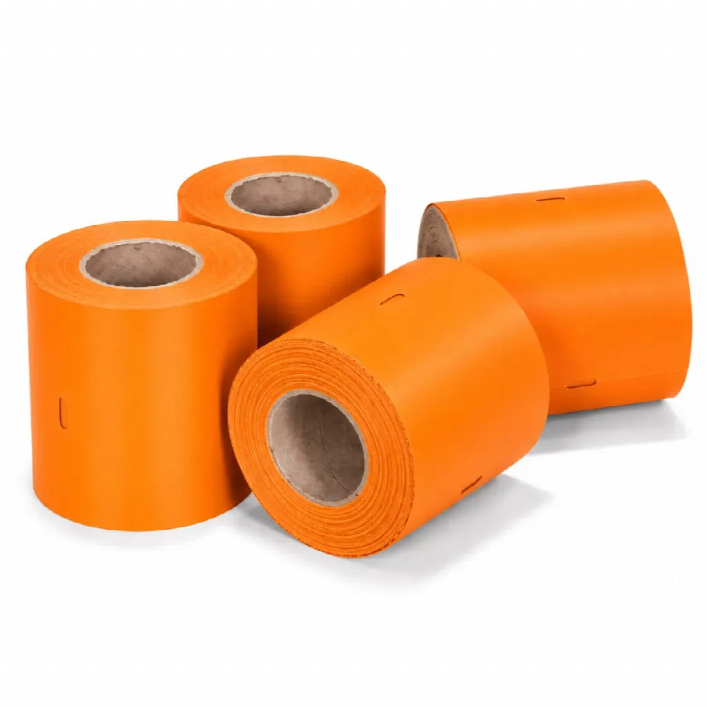 Coatcheck roll, ‘economy’ entrance tickets without control strip, 14 x 550 tickets, orange