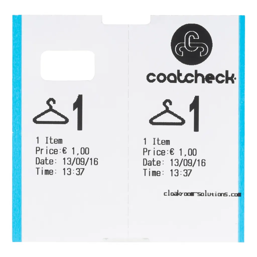 Coatcheck ticket rolls, 14x 325 tickets, with mixed colours