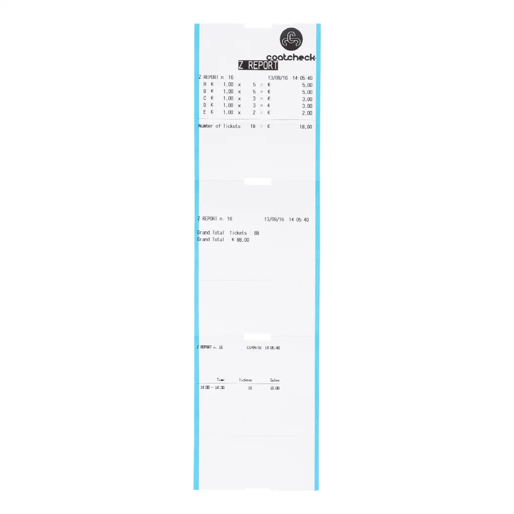 Coatcheck roll, entrance tickets without control strip, 14 x 325 tickets, white/blue | LMS800