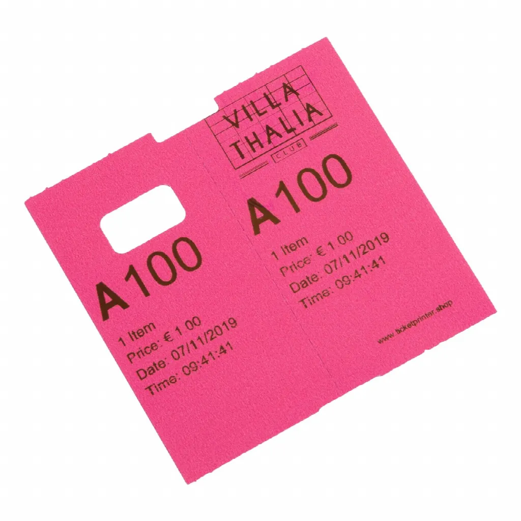 Coatcheck cloakroom tickets, 14 rolls x 325 tickets, pink
