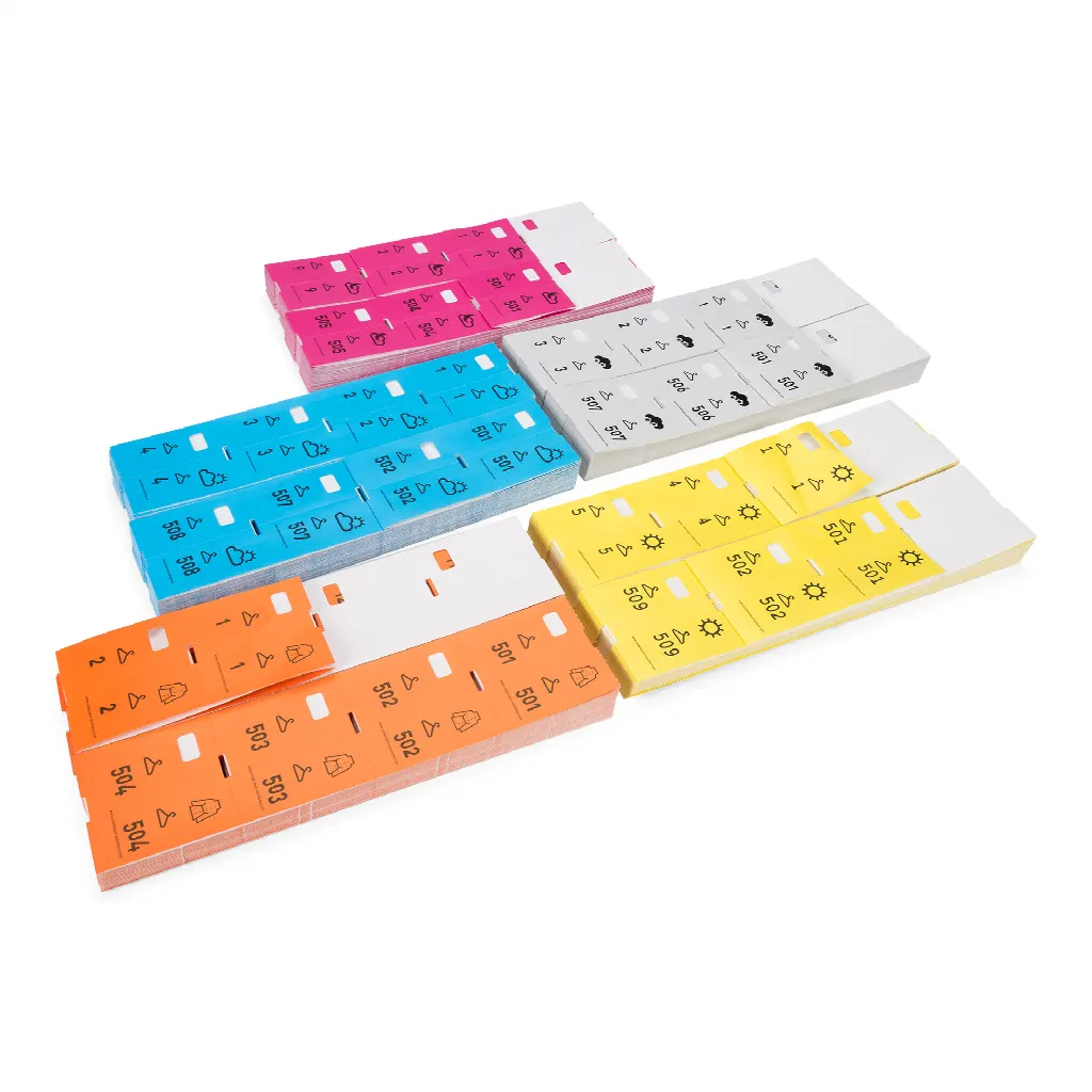5 x 1000 pre-printed cloakroom ticket numbers Special offer: 4000 + 1000 free!