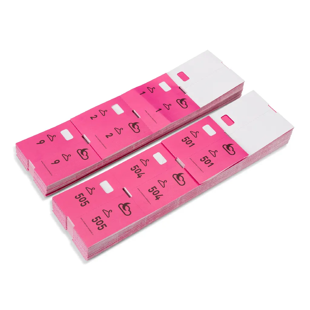 1000 pre-printed cloakroom tags, pink