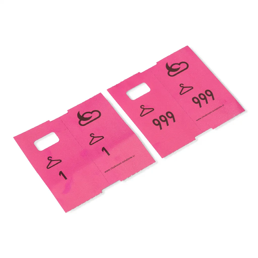 1000 pre-printed cloakroom tags, pink