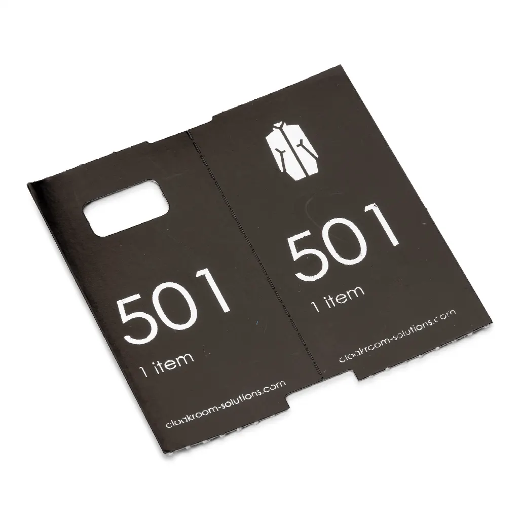 Luxury cloakroom tickets, black paper cloakroom tags with silver print, 501-1000