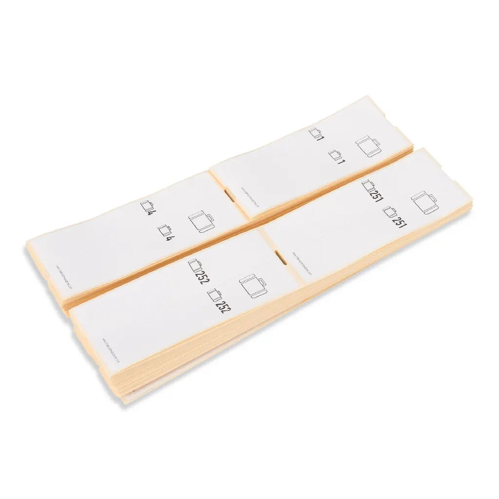 500 self-adhesive luggage tags, series 1-500, white