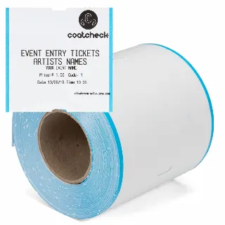 Coatcheck roll, entrance tickets without control strip, 14 x 325 tickets, white/blue | LMS800